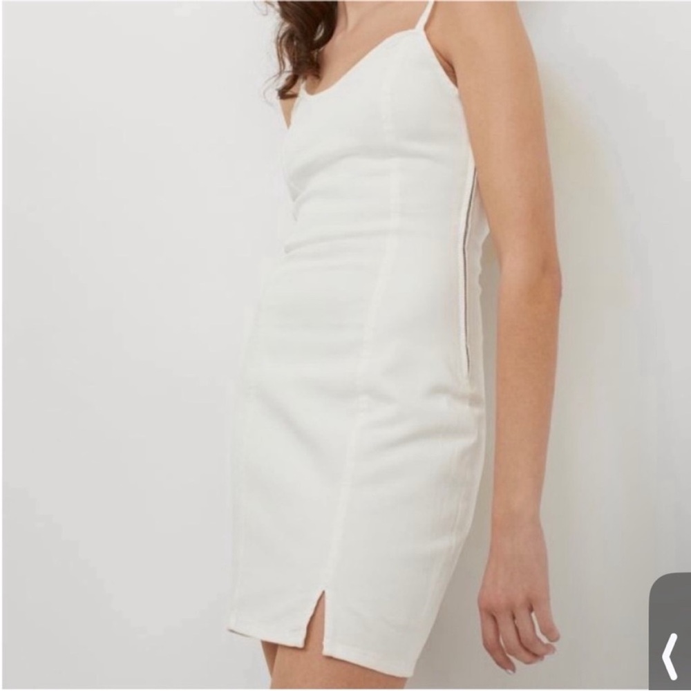 H&M Divided Coastal Cowgirl Minimalist White Sleeveless Fitted Denim Mini Dress.